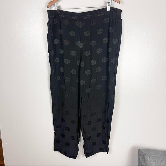 Madewell Satin Jacquard Pajama Trousers Woman’s Pants Size XXL Black - Picture 1 of 11
